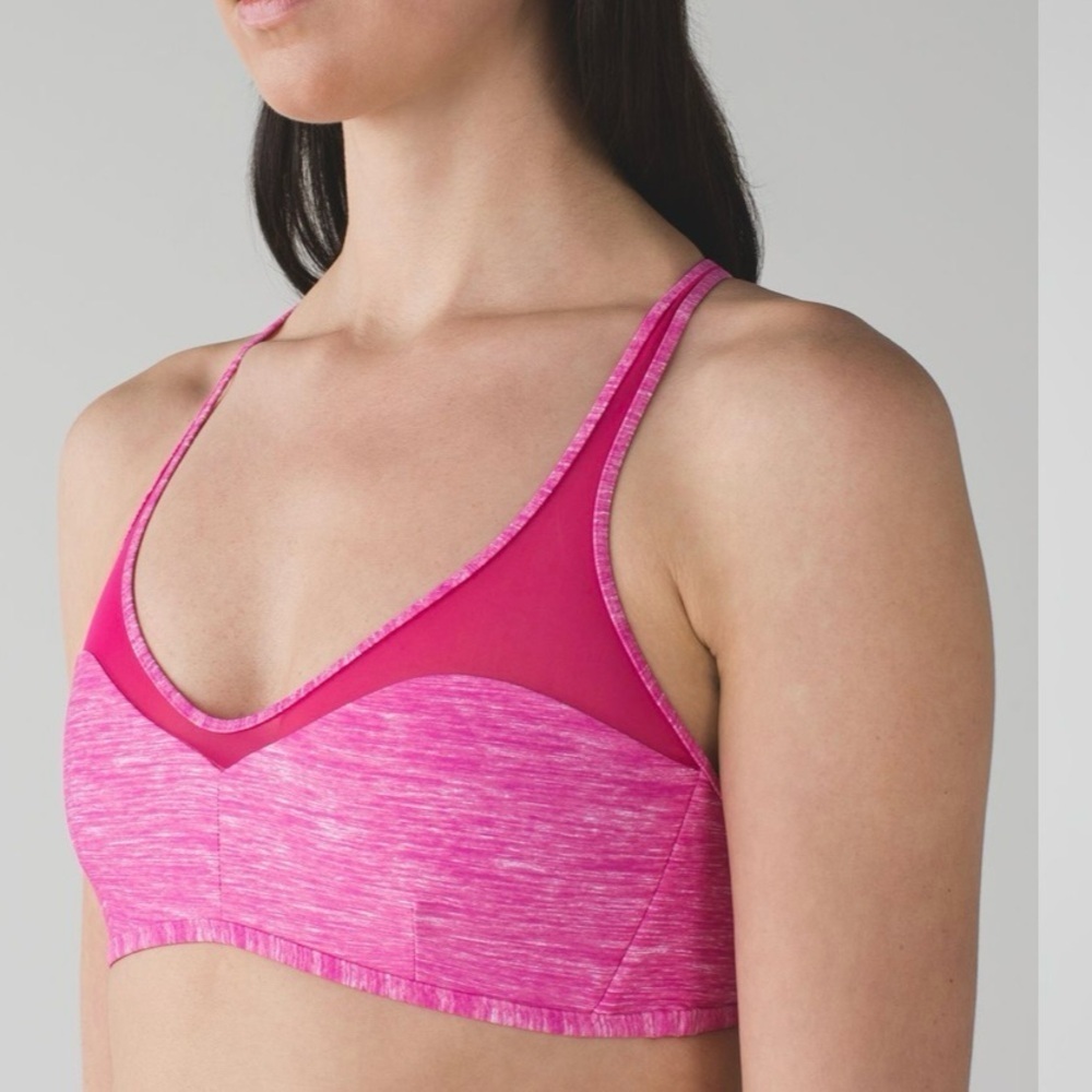 Lululemon Water Salty Swim Sport Top Mini Oki Heathered Print White Pink